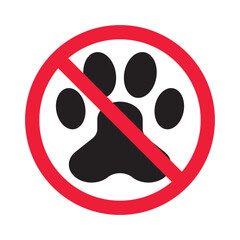 Forbidden pet vector icon. Warning, caution, attention, restriction, label, ban, danger. No pet paw flat sign design pictogram symbol. No animal icon © Elchin