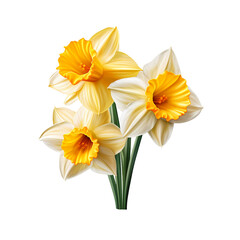 daffodil isolated on white or transparent background, PNG