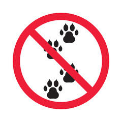 Forbidden pet vector icon. Warning, caution, attention, restriction, label, ban, danger. No pet paw flat sign design pictogram symbol. No animal icon © Elchin