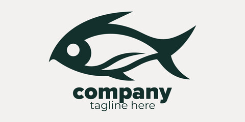 Underwater Elegance: Fish Lineart Logo Design Template in Vector