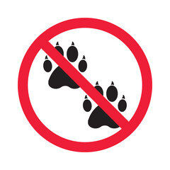 Forbidden pet vector icon. Warning, caution, attention, restriction, label, ban, danger. No pet paw flat sign design pictogram symbol. No animal icon © Elchin