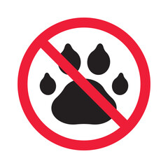 Forbidden pet vector icon. Warning, caution, attention, restriction, label, ban, danger. No pet paw flat sign design pictogram symbol. No animal icon © Elchin