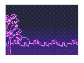 80年代シティポップネオンサイン背景横長1