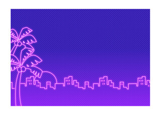 80年代シティポップネオンサイン背景横長2