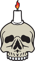 illustration skull with candle