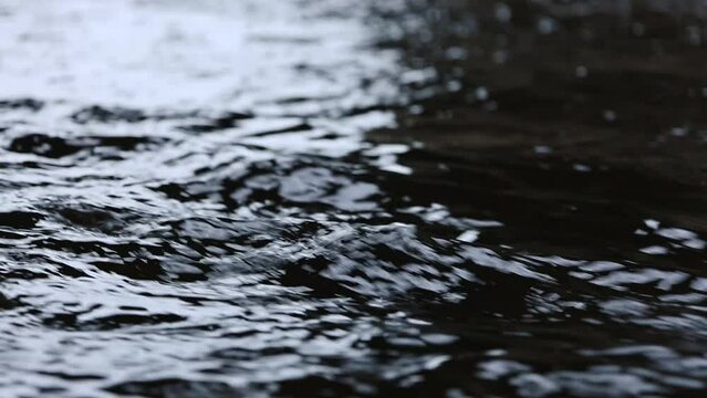 Massive Stream of Dark Water Close-up, Slow Motion