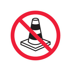 Forbidden road cone icon. Warning, caution, attention, restriction, label, ban, danger. Road cone icon. Traffic cone vector icon. Trafic cone flat sign design  pictogram symbol. No traffic icon