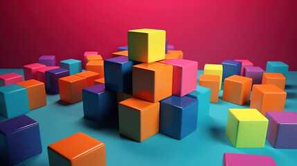 Obraz premium Colorful cubes on background. educational concept. Generative Ai