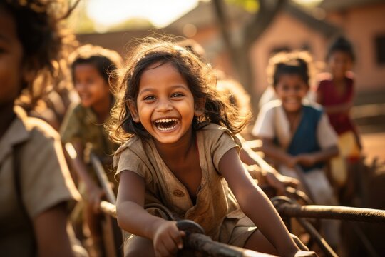 Children's Laughter in a Village Playground