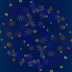 Vector abstract pattern in the form of yellow flowers on a blue background