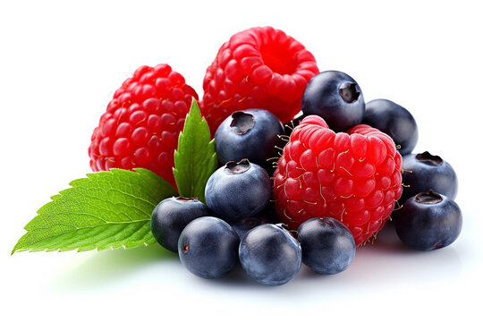Fresh berries isolated on white background .Generative Ai.