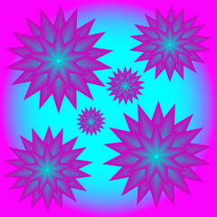 Vector abstract pattern in the form of flowers located on a pink and blue background