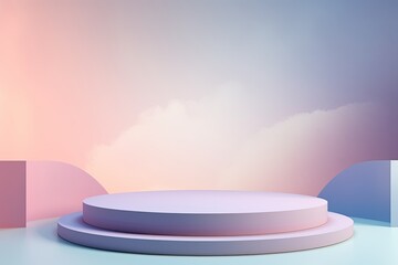 3D Metal surface podium on stage background. geometric shape for product display presentation. Minimal scene for mockup products, stage showcase, promotion display.