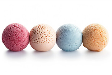 Set of ice cream balls  isolated on white background.Generative Ai.
