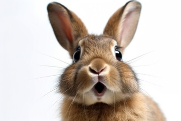 Obraz premium Portrait of bunny isolate on white background.Generative Ai.