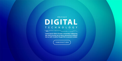 Digital technology banner green blue background concept, cyber technology circuit, abstract tech, innovation future data, internet network, Ai big data, futuristic wifi connection illustration concept