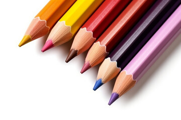Fototapeta premium Color pencils isolated on a white background.Generative Ai.