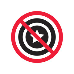 Prohibited star vector icon. No ranking icon. Forbidden feedback icon. No star rank sign. Warning, caution, attention, restriction, danger flat sign design symbol pictogram