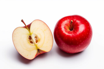 Fresh apples isolated on white background.Generative Ai.