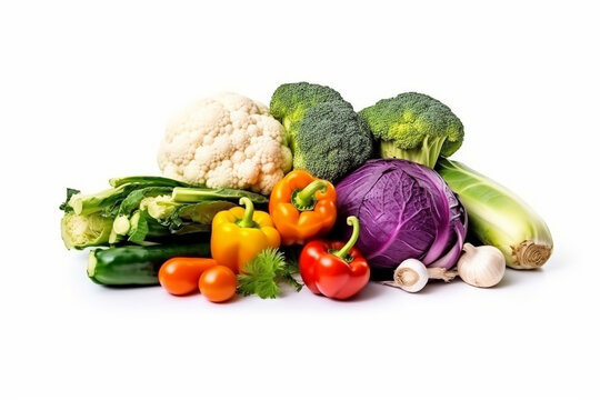 Set of mix  vegetables isolate on white background.Generative Ai.