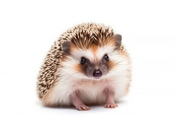 Hedgehog isolated on a white background.Generative Ai.