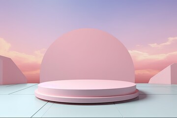 3D Metal surface podium on stage background. geometric shape for product display presentation. Minimal scene for mockup products, stage showcase, promotion display.