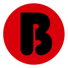 Logo with a red circle and the letter B; letter B logo.