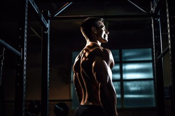 Fototapeta na wymiar Man training in gym - Exercise concept