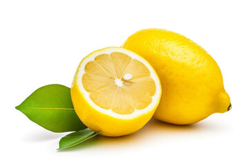 Fresh lemon  isolated on white background.Generative Ai.