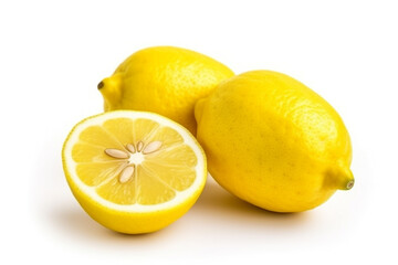 Fresh lemon  isolated on white background.Generative Ai.