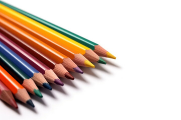Fototapeta premium Color pencils isolated on a white background.Generative Ai.