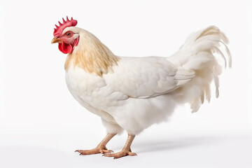 White chicken isolate on white background.Generative Ai.