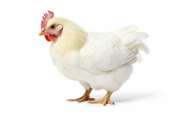Fototapeta premium White chicken isolate on white background.Generative Ai.