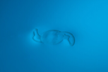 photo of intraocular lens IOL in floating on milk