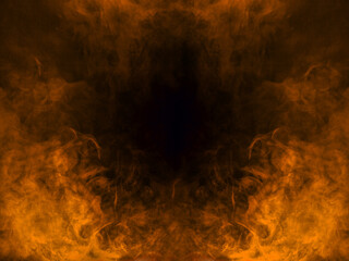 Hell texture. Orange flames smoke in dark background.  Desktop picture	