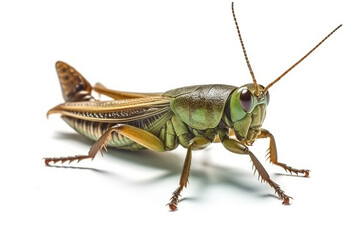 Grasshopper isolated on white  background.Generative Ai.