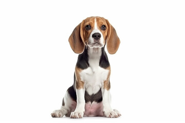 Beagle dog  isolated on white background.Generative Ai.