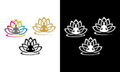 Lotus flower logo with human silhouette