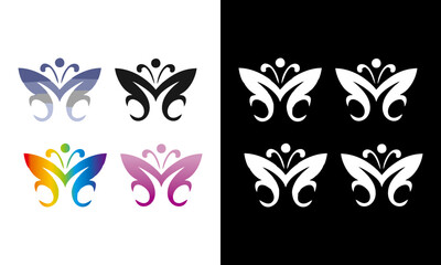 A set of bright butterflies isolated on a white background. Vector illustration.