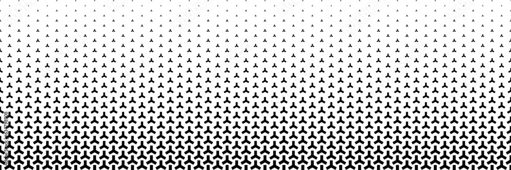 Poster horizontal black halftone of triangle design as three ways for pattern and background.
