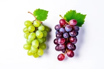 Foto op Canvas Mix of grapes with leaves isolated on the white background.Generative Ai. © Inlovehem