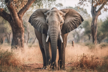 Fototapeta na wymiar Elephant in the forest.Generative Ai.