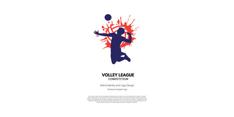 Fototapeta premium volleyball competition and championship logo design for graphic designer and web developer