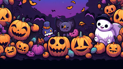 halloween background with pumpkins