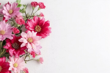 Naklejka na ściany i meble Beautiful spring pink flowers on white background.Generative Ai.