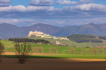 Spis Castle in Slovakia in the green fields