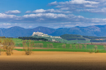 Spis Castle in Slovakia in the green fields