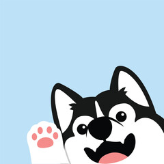 Funny siberian husky dog waving paw, vector illustration © Totostarkk9456