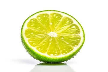 Slice of lime isolated on white background .Generative Ai.