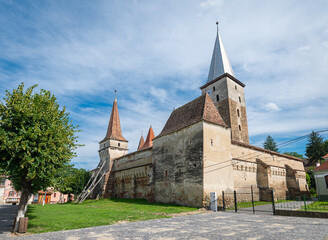 Fortified Saxon church in the village of Moșna in Transylvania, Romania